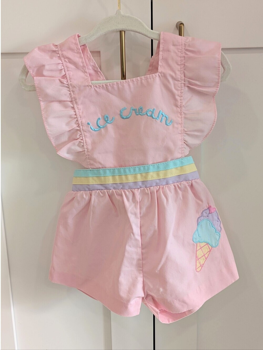 Vintage Pink 'Ice Cream' Ruffle Romper